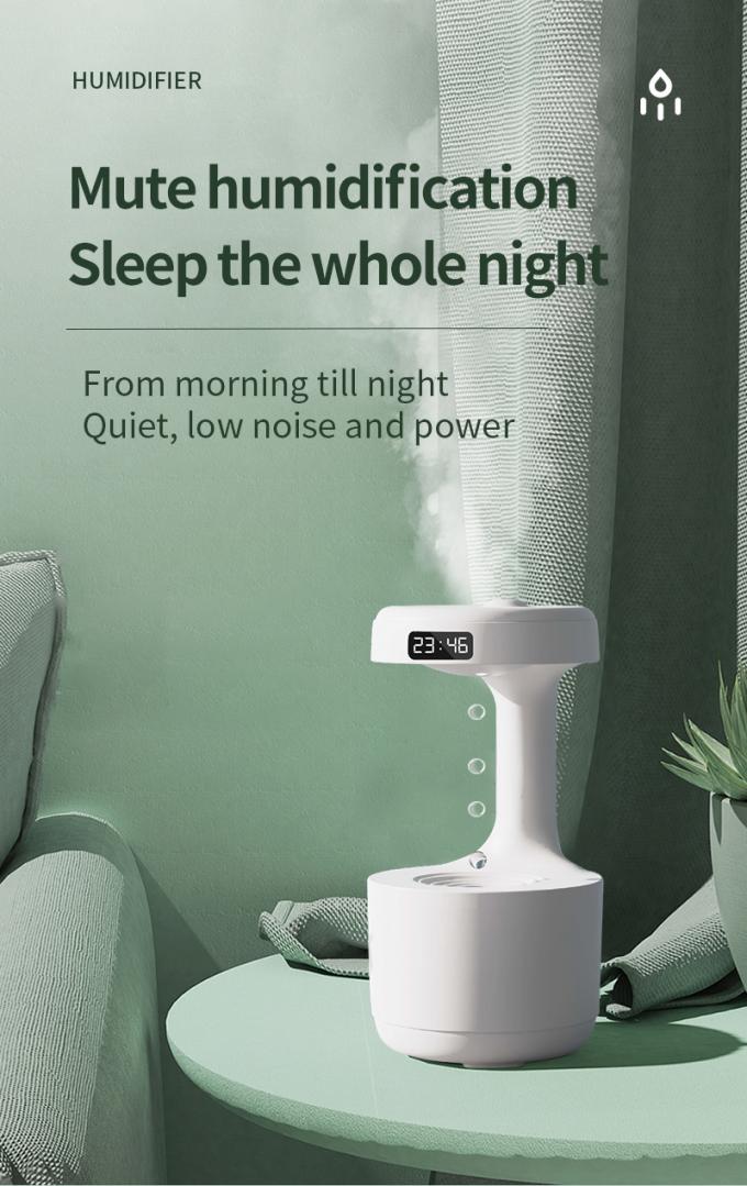 ماهی خانگی OEM قطره آب قابل حمل 800ml مرطوب کننده ضد گرانش ساعت دیجیتال Ultrasonic Anti Gravity Humidifier 5