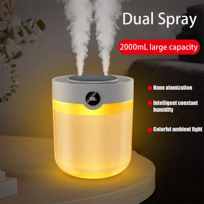 رطوبت بزرگ 2L نمایشگر دو جارو USB خاموش رطوبت دهنده خانگی